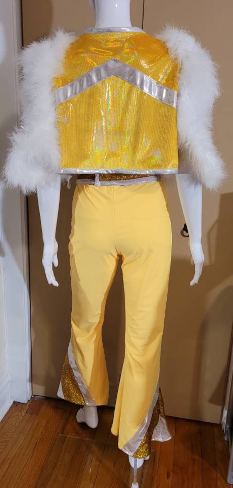 MADE TO ORDER Elton John inspired Yellow / Gold Vest, belt and Pant for Women image 6