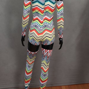 READY TO SHIP David Bowie Inspired Zig Zag Bodysuit with Arm and Leg Bands Size xs/s image 5