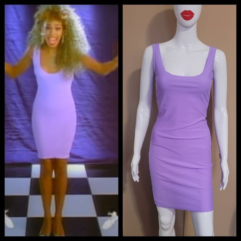 MADE TO ORDER Whitney Houston 'I wanna dance with somebody' lilac inspired dress image 1