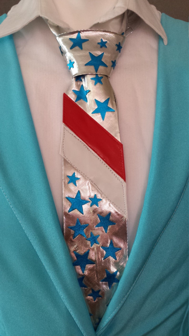 MADE TO ORDER David Bowie / Ziggy Stardust Life on Mars inspired Blue Stars Tie image 2