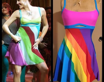 MADE TO ORDER "13 going on 30" Inspired Rainbow-Colored Dress