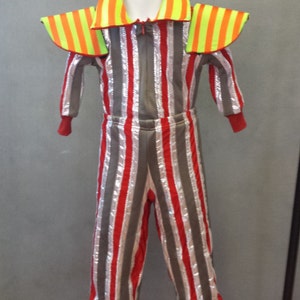 MADE TO ORDER David Bowie / Ziggy Stardust Striped 2 piece suit with high collar and shoulder 'wings' for Toddlers image 3