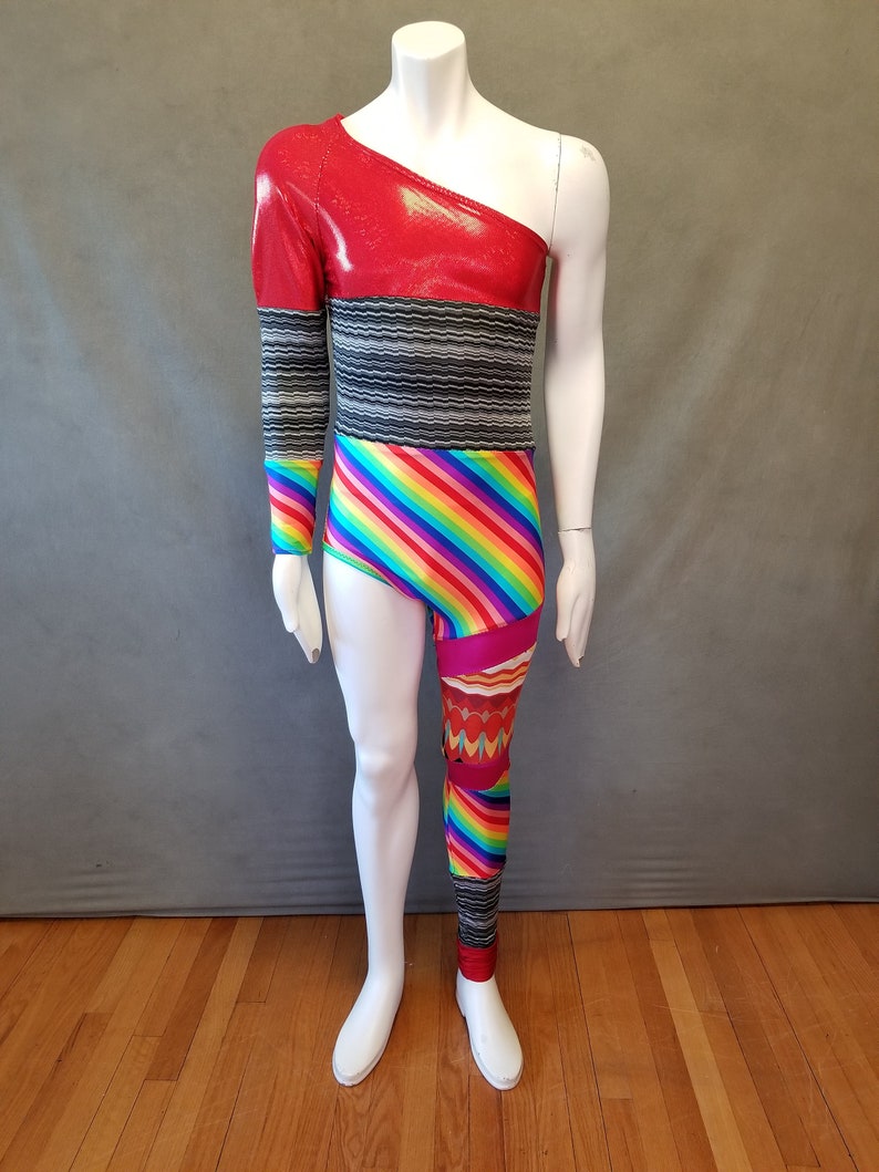 MADE TO ORDER Limited Edition David Bowie Pride Inspired One Shoulder-One Leg Bodysuit Costume for Men image 2