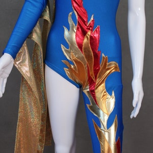 MADE TO ORDER Limited Edition David Bowie/ Ziggy Stardust Inspired One Shoulder-One Leg Bodysuit Flame Costume image 3