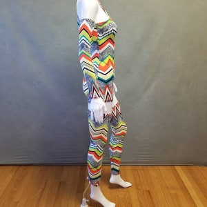 READY TO SHIP David Bowie Inspired Zig Zag Bodysuit with Arm and Leg Bands Size xs/s image 8