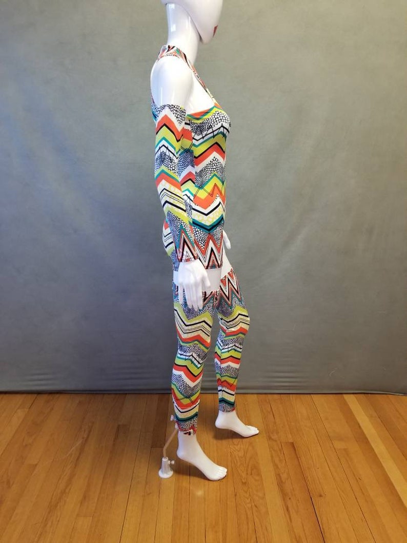 READY TO SHIP David Bowie Inspired Zig Zag Bodysuit with Arm and Leg Bands Size xs/s image 8