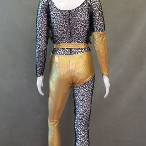 MADE TO ORDER Limited Edition David Bowie/ Ziggy Stardust Inspired Gold Monster Hands / One leg pant and Black Mesh Bodysuit Costume image 5