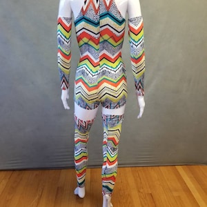 READY TO SHIP David Bowie Inspired Zig Zag Bodysuit with Arm and Leg Bands Size xs/s image 9