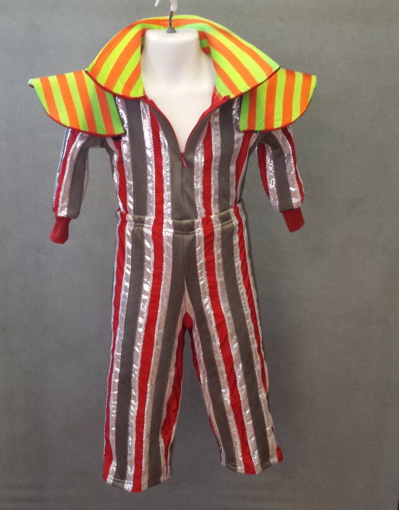 MADE TO ORDER David Bowie / Ziggy Stardust Striped 2 piece suit with high collar and shoulder 'wings' for Toddlers image 2