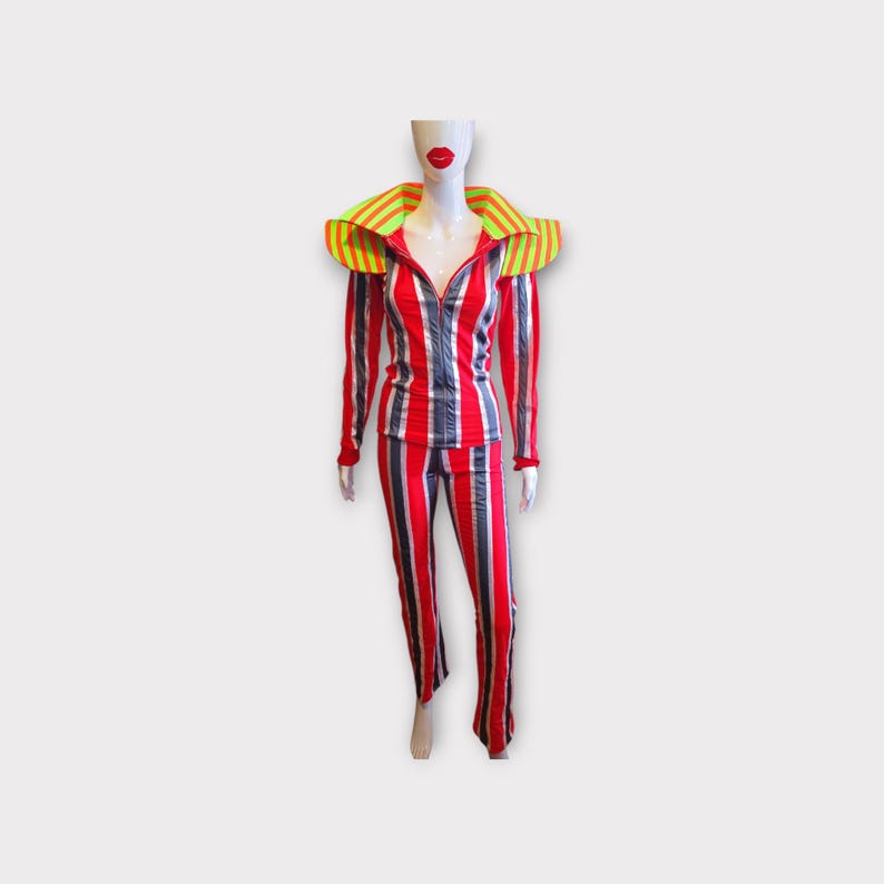 Handmade David Bowie Ziggy Stardust Costume: Striped Lycra Suit image 1