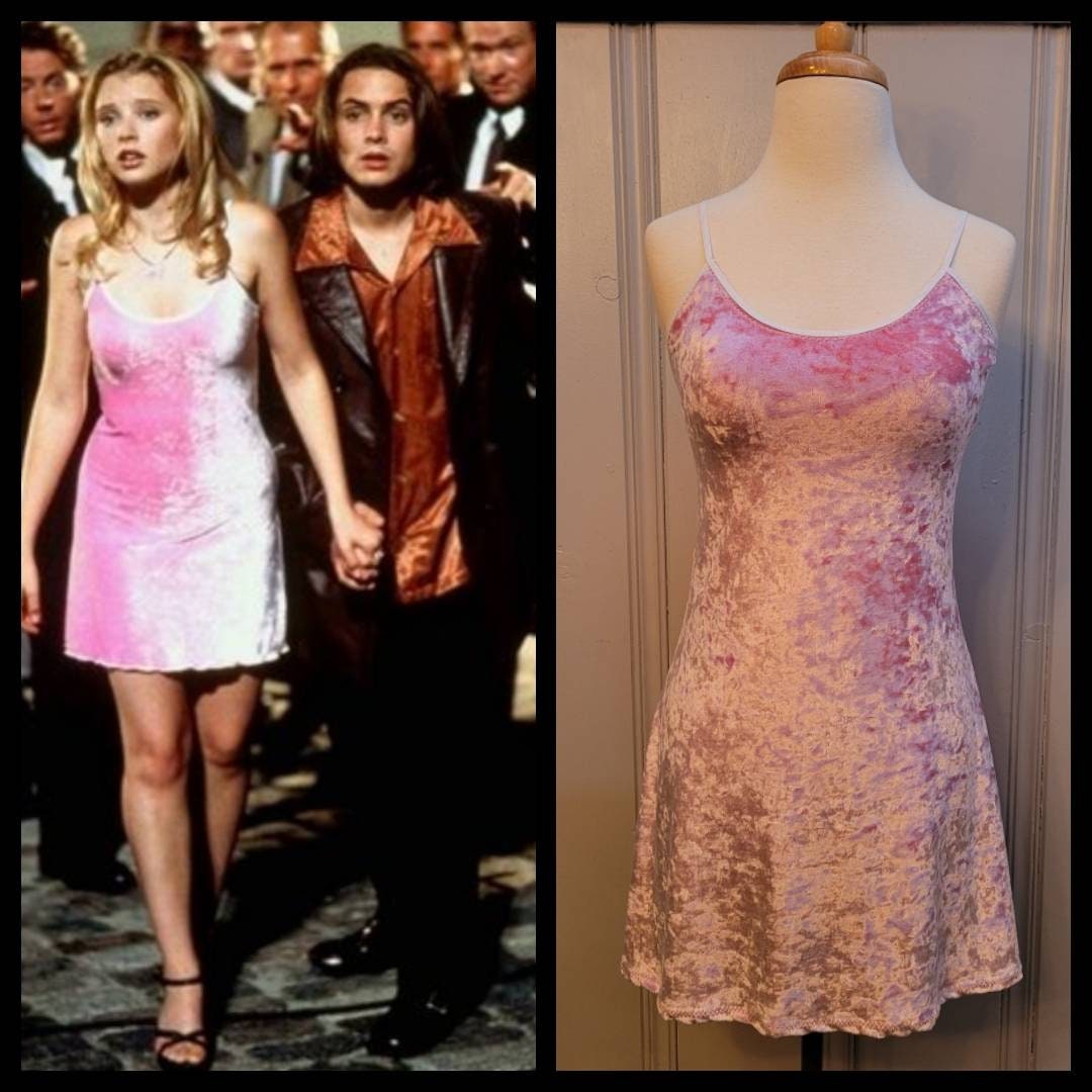 pink velvet dress