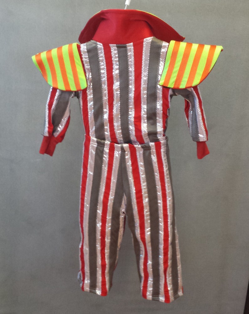 MADE TO ORDER David Bowie / Ziggy Stardust Striped 2 piece suit with high collar and shoulder 'wings' for Toddlers image 4