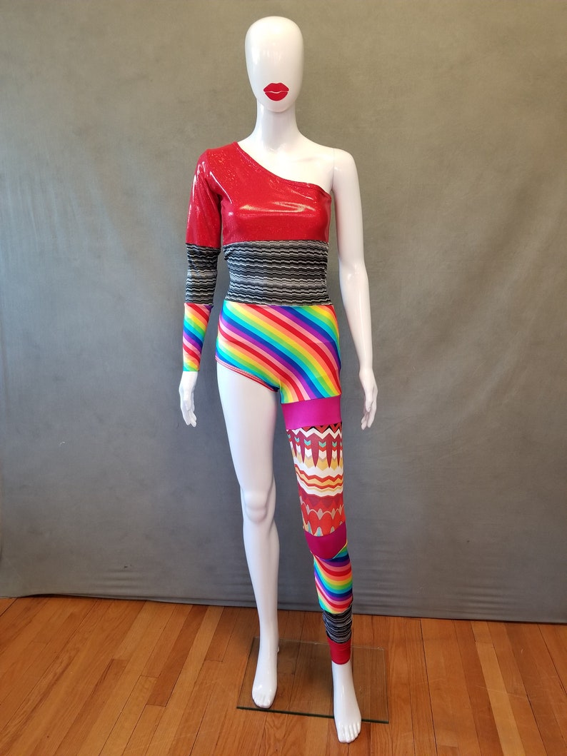 READY TO SHIP David Bowie Pride Inspired One Shoulder-One Leg Bodysuit Costume for women image 2