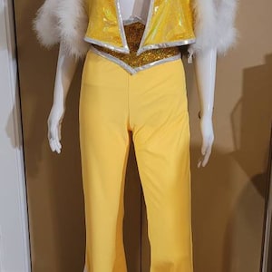 MADE TO ORDER Elton John inspired Yellow / Gold Vest, belt and Pant for Women image 2