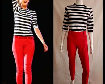 MADE TO ORDER Taylor Swift inspired Striped Black and White Top and Red pant from Eras Tour