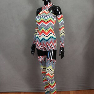 READY TO SHIP David Bowie Inspired Zig Zag Bodysuit with Arm and Leg Bands Size xs/s image 2