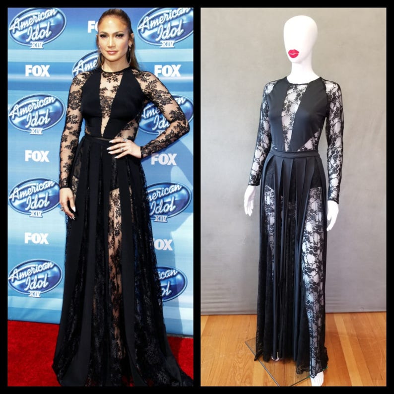 MADE TO ORDER Jennifer Lopez Inspired Black Lace Inspired Dress with Matching Brief image 1