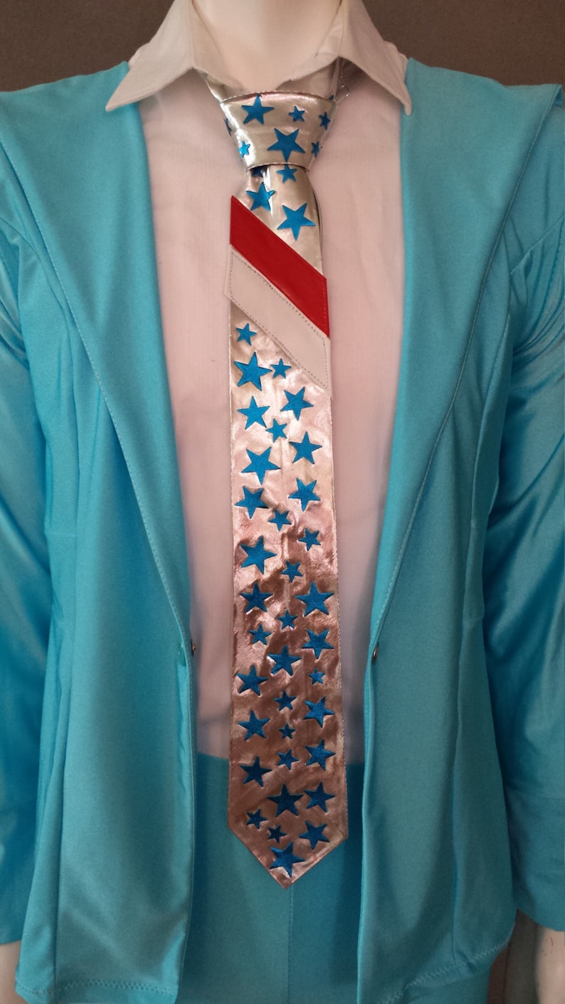 MADE TO ORDER David Bowie / Ziggy Stardust Life on Mars inspired Blue Stars Tie image 1