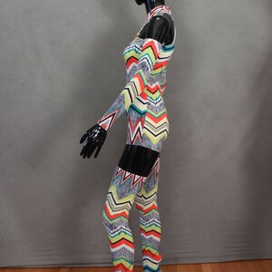 READY TO SHIP David Bowie Inspired Zig Zag Bodysuit with Arm and Leg Bands Size xs/s image 4