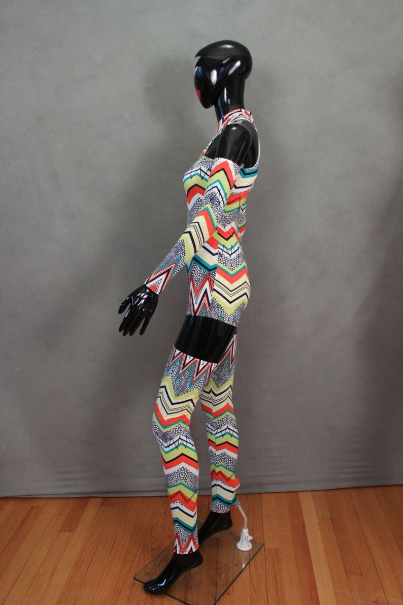 READY TO SHIP David Bowie Inspired Zig Zag Bodysuit with Arm and Leg Bands Size xs/s image 4