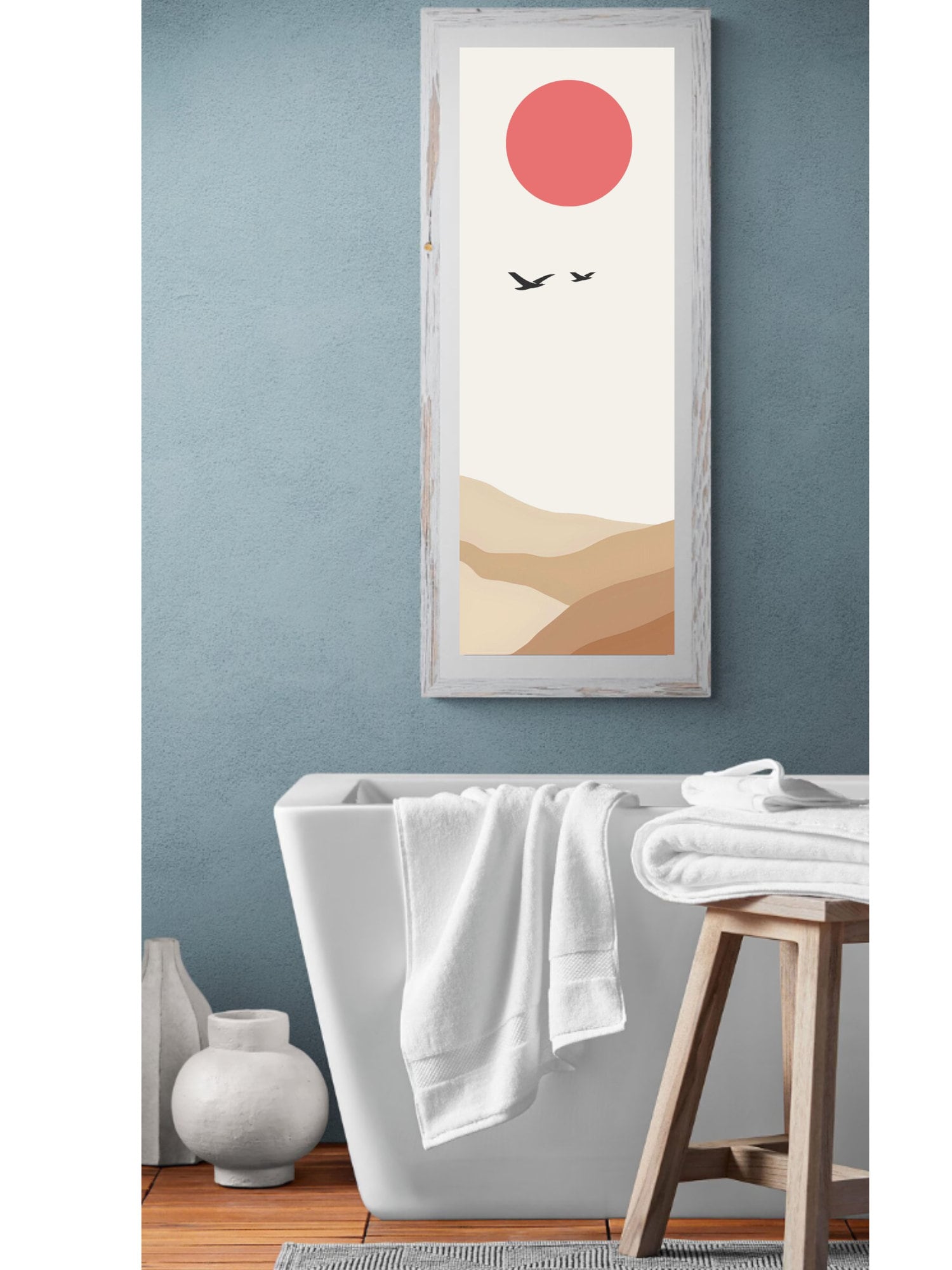 Japandi Narrow Art Print, Japandi Wall Art, Minimalist Art Print, Boho Style Art Print, Green