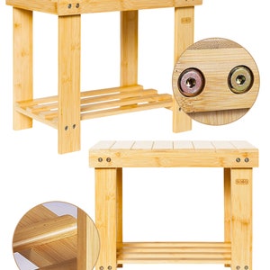 Escabeau bamboe pour enfants, Tabouret salle de bain en bambou image 8