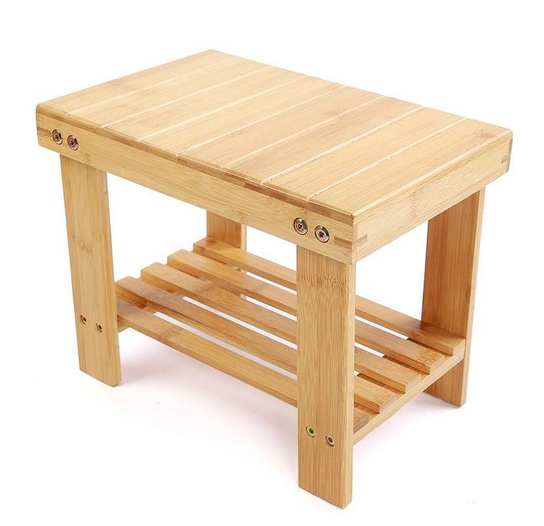 Escabeau bamboe pour enfants, Tabouret salle de bain en bambou image 2