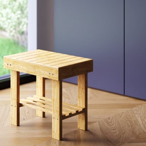 Escabeau bamboe pour enfants, Tabouret salle de bain en bambou image 3