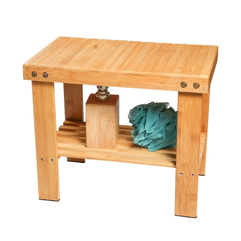 Taburete de ducha de bambú, Taburete para niños, Soporte para plantas, Mesa auxiliar imagen 7