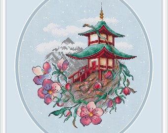 Japan Cross Stitch Pattern Floral Embroidery Flowers Cross Stitch Chart PDF Pattern Instant Download