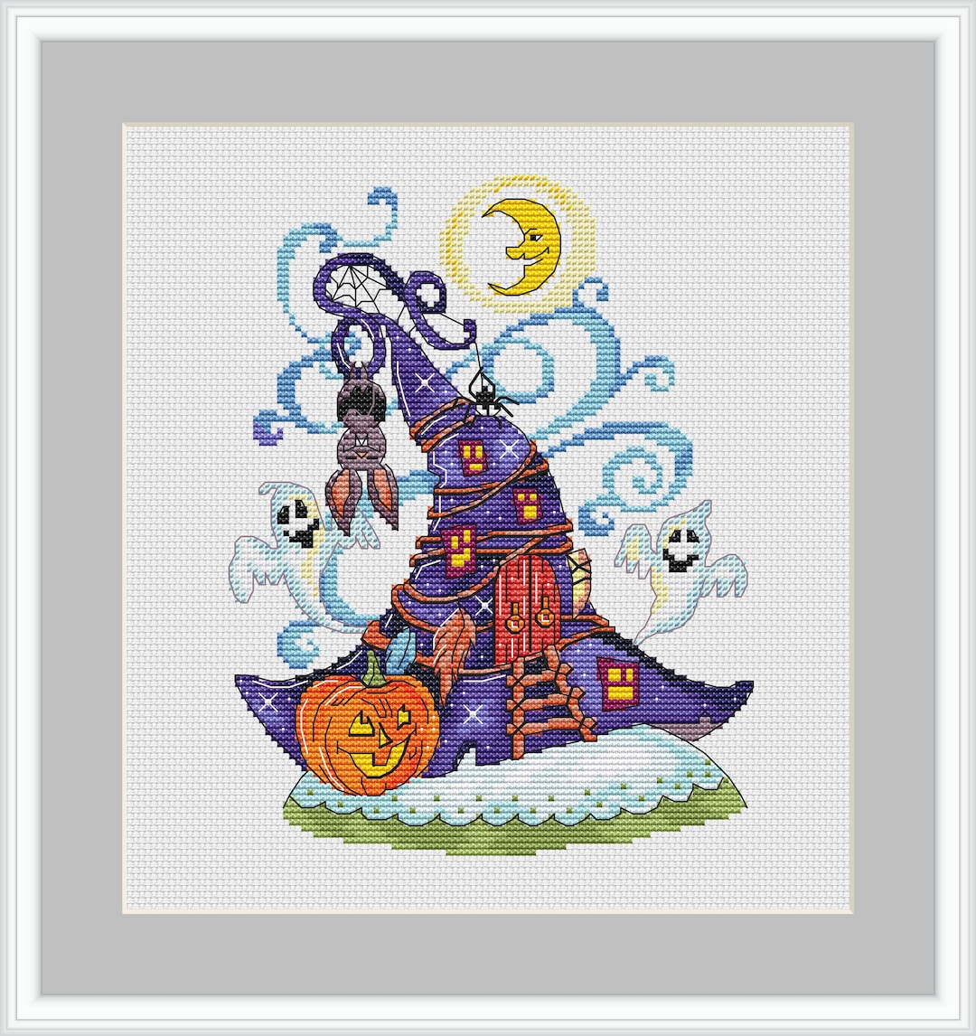 Halloween Cross Stitch Chart Ghost Cross Stitch Pattern PDF Embroidery ...