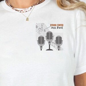 Byron Center Jazz Band Graphic Tee Shirt Gift For Her, High School Music T-Shirt Gift For Mom, Microphone Instrument TShirt Gift For Dad