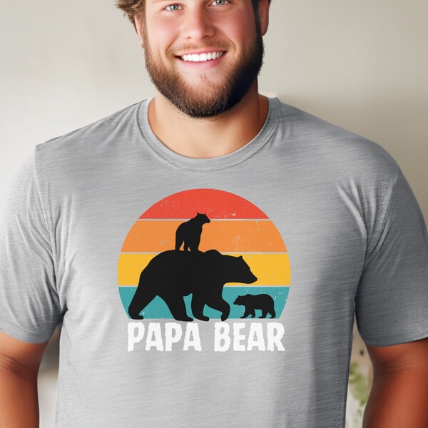 Proud Papa Bear Tee, Fathers Day Dads Gift, Grandpa Granddad, Step Bonus Extra Dad Present, Short Sleeve Unisex Size Tee Shirt