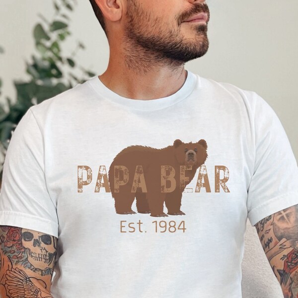 Custom Happy Fathers Day Tee Shirt Gift for Dad, Papa Bear Birthday Dads T-Shirt Gift For Grandpa, Graphic Tee Gift For Husband