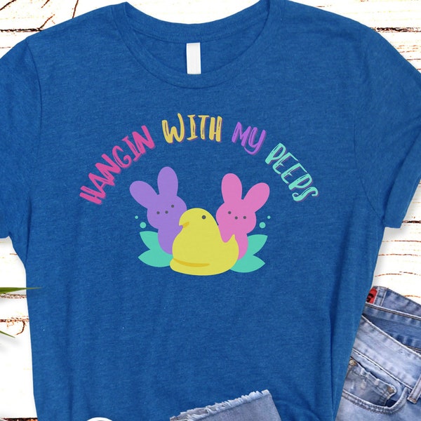 Happy Easter Marshmallow Peeps Tee Shirt Gift For Her, Funny Pun Cute Graphic T-Shirt Gift For Mom, Easter Candy Lover Cute Graphic Shirt
