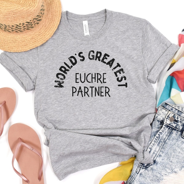 World's Greatest Euchre Partner, Funny Michigan Card Game Tee T-Shirt, Mens or Womens Unisex Sizing, Cute Graphic t shirt