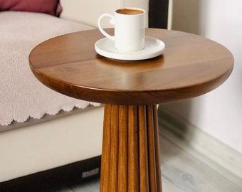 Mushroom Side Table, Handmade Natural Wood End Table, Home Design