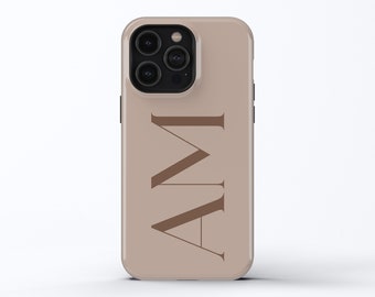 CUSTOM NAME INITIALS Phone Case | iPhone 15 14 13 12 Pro Max MagSafe Case | Galaxy S24 S23 S22 Ultra Case | Pixel 8 7 6 Pro Case | Brown