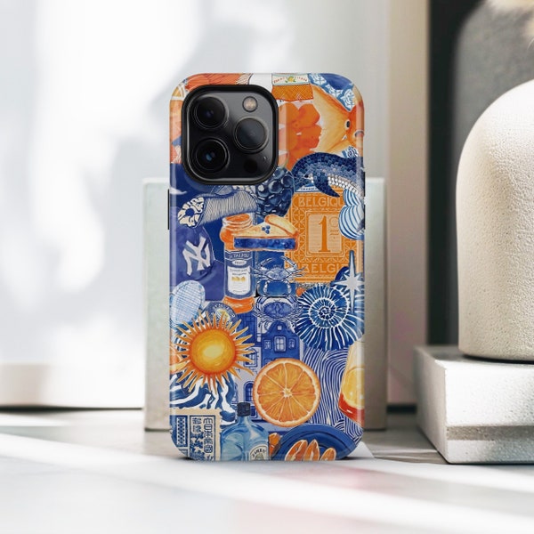 COQUETTE BLUE ORANGE Collage Phone Case | iPhone 15 14 13 12 Pro Max MagSafe Case | Galaxy S24 S23 S22 Ultra Case | Pixel 8 7 6 Pro Case