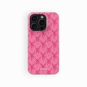 Coquette Pink Ribbons Phone Case, Cute Bow Aesthetic | For iPhone 16e Case, iPhone 16 15 14 13 12 Pro Max Plus Mini, MagSafe Phone Case