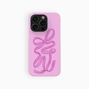 Coquette Pink Ribbon Phone Case, Cute Bow Aesthetic | For iPhone 16e Case, iPhone 16 15 14 13 12 Pro Max Plus Mini, MagSafe Phone Case