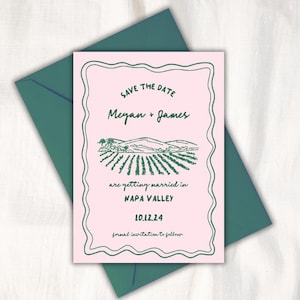SAVE THE DATE Template Invitation | Winery Vineyard Tuscan Italy Mediterranean Italian Napa Wine Country | Engagement Invite
