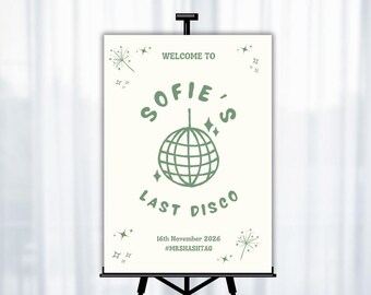 LAST DISCO SIGN template for Bachelorette or Hens Party | Event Welcome Sign | Fun Green Bach Party | Girls Weekend 10