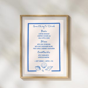 Nautical DRINKS BAR SIGN Template | Coastal Seaside Sea Ocean Island Wedding Engagement | Destination Wedding | Bar Menu Drinks Menu Fun 44