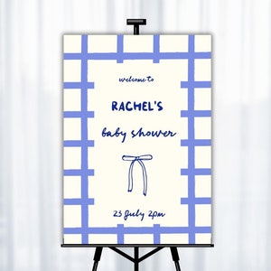 BABY SHOWER Welcome Sign Template | boy, girl, gender neutral, baby shower sign | cute and colorful checks | handwritten 32