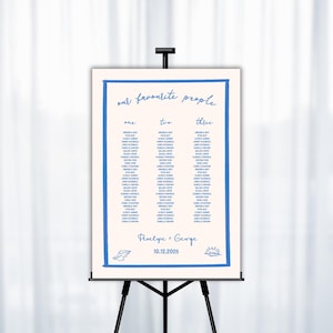 Nautical WEDDING SEATING CHART Template Sign | Hand Drawn Beach Ocean Sea Seaside Coastal Destination Wedding | Seating Plan Event Sign 44
