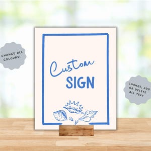 Nautische CUSTOM EVENT SCHILD Vorlage | Beach Seaside Ocean Coastal Hochzeitsschild Hochzeitskarten und Geschenke Wishing Well Party Event Schild 44