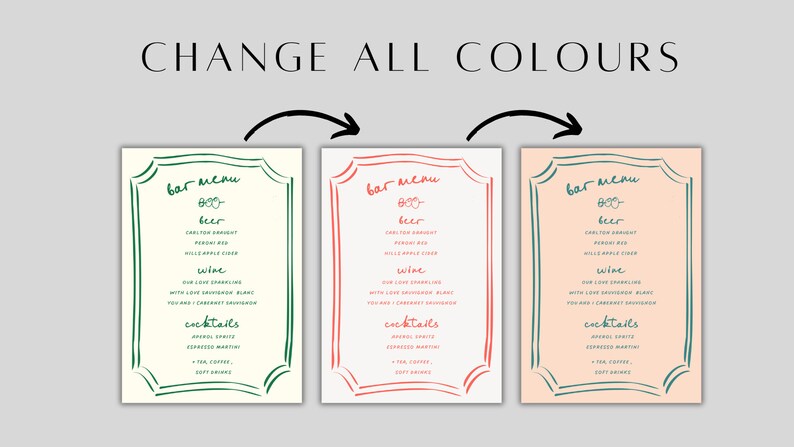 DRINKS BAR SIGN Menu Template | Funky Hand Drawn Border Drinks Menu ...