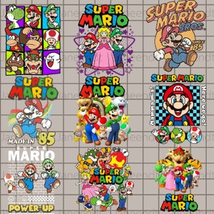 Retro Super Mario Png, Bundle Super Mario Png, Super Mario Bros, Super Mario png Bundle for Cricut, Mario & Friend Party Matching Tee