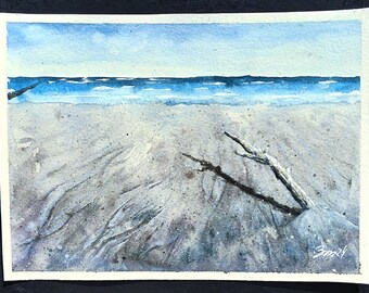 Watercolor, watercolor, landscape, nature, beach, sea, vacation, sun